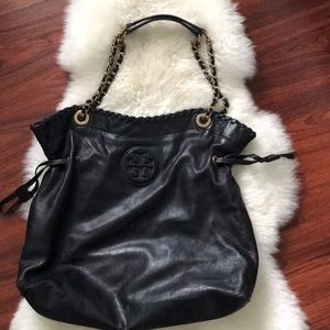 Tory Burch Marion Slouch Black Leather Shoulder.